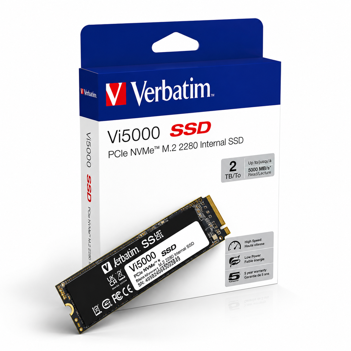 Verbatim Vi5000 2TB PCIe NVMe M.2 2280 Internal SSD – PS5 & PC High-Speed Storage