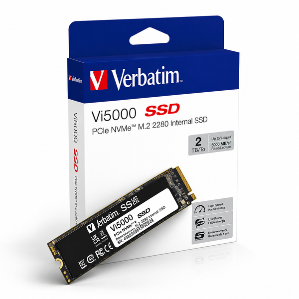 Verbatim Vi5000 2TB PCIe NVMe M.2 2280 Internal SSD – PS5 & PC High-Speed Storage