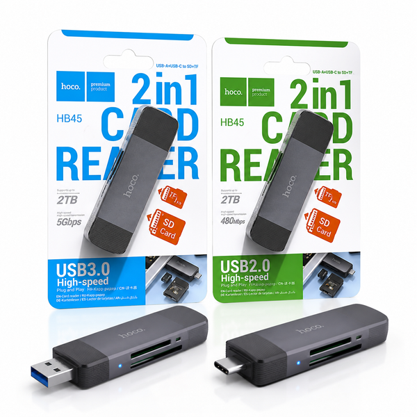 HOCO HB45 2-in-1 USB-A & USB-C Card Reader (USB 2.0 / USB 3.0)