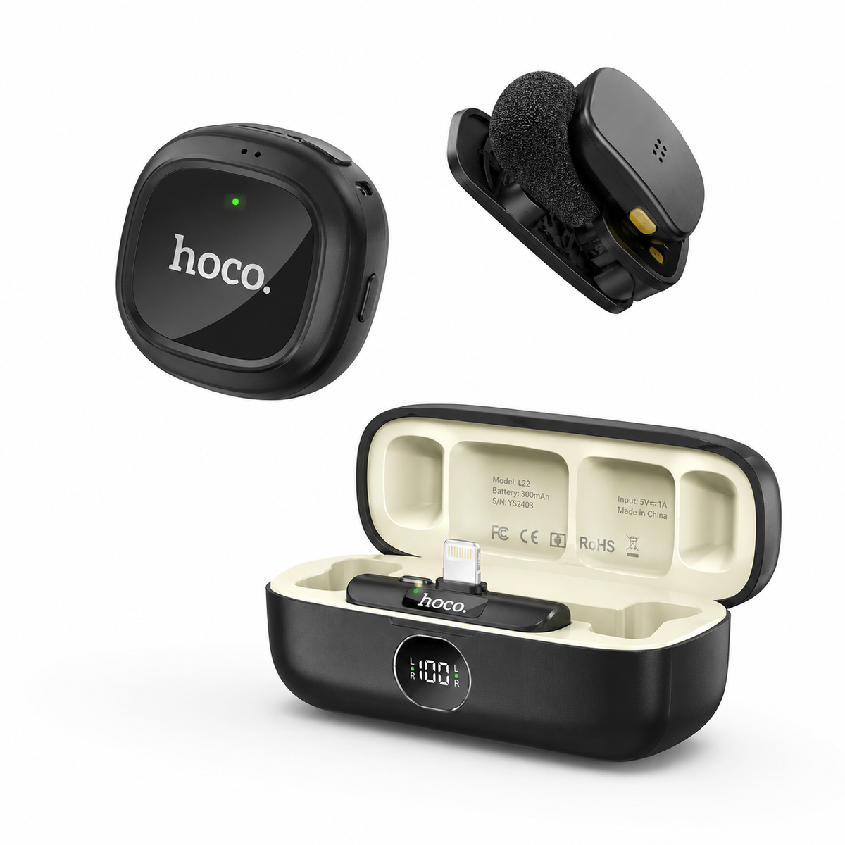 Hoco L22 Dual Wireless Lavalier Microphone | Magnetic & Clip-On