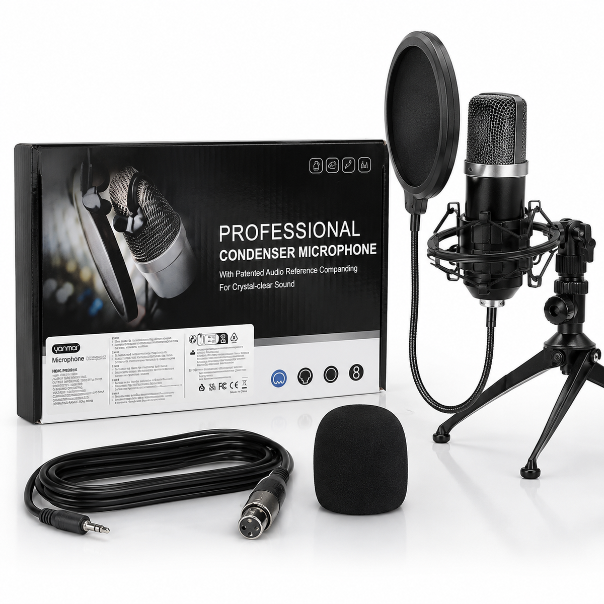 Professional Condenser Microphone Kit – Black