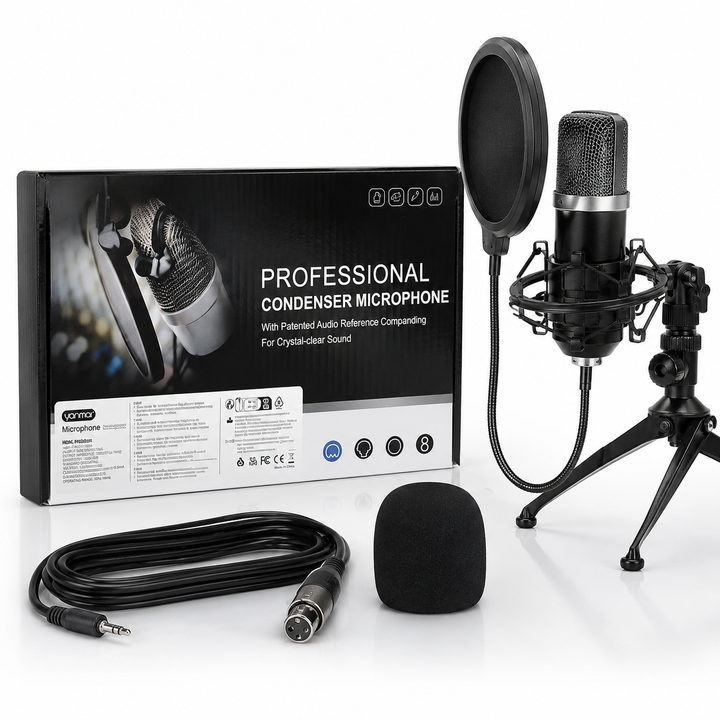 Professional Condenser Microphone Kit – Black