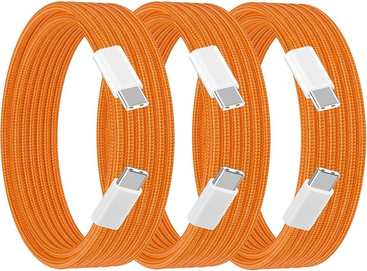 Original 60W USB-C to USB-C Orange Braided Charge Cable Pd for iPhone 17 Pro Max