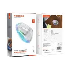 Porodo Vertical 4800 DPI Wireless Mouse - Transparent
